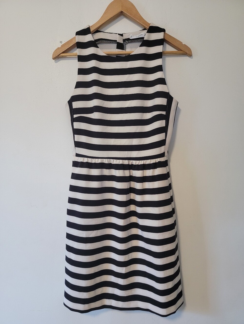 Mango Black and White Horizontal Stripe Sleeveless Dress